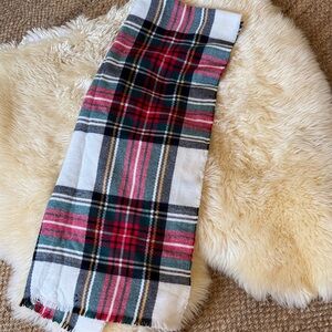 Plaid Scarf with Red and Green Accents